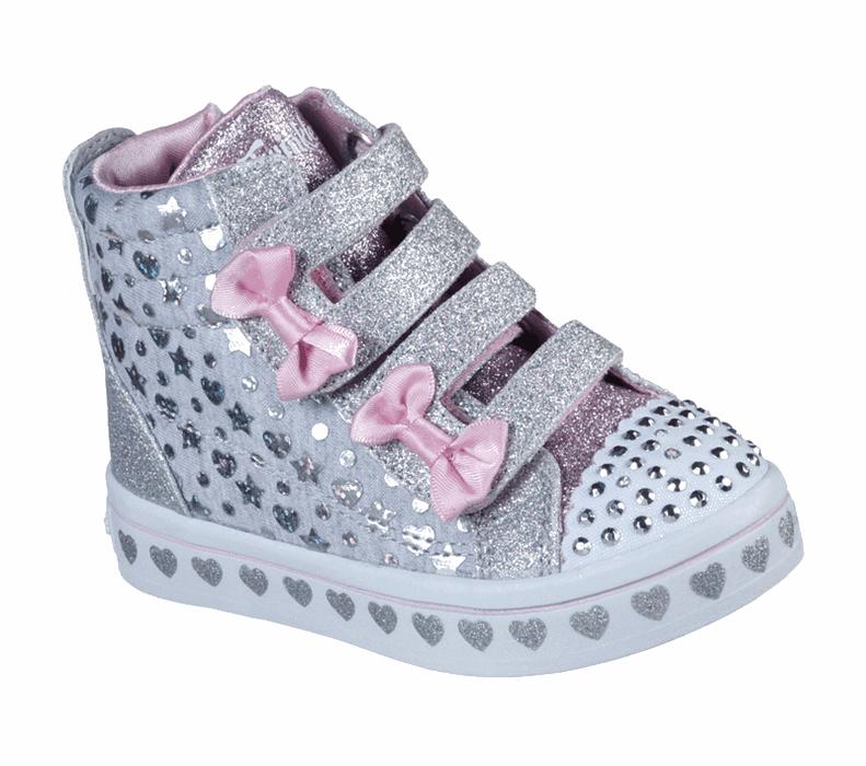 Skechers Flickor Grå Sneakers - Twinkle Toes: Twi-Lites - Heather & Shine - Sverige (EZSAF-4791)